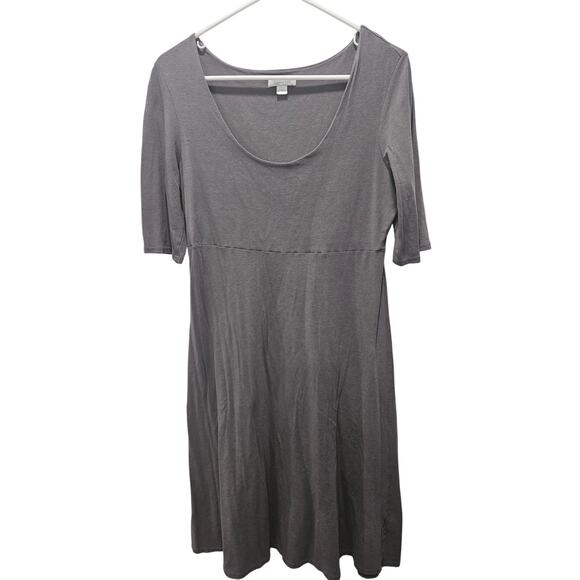 Garnet Hill Gray A-Line Dress Scoop Neck Minimalist Lagom Soft Knit Size S - Picture 1 of 6